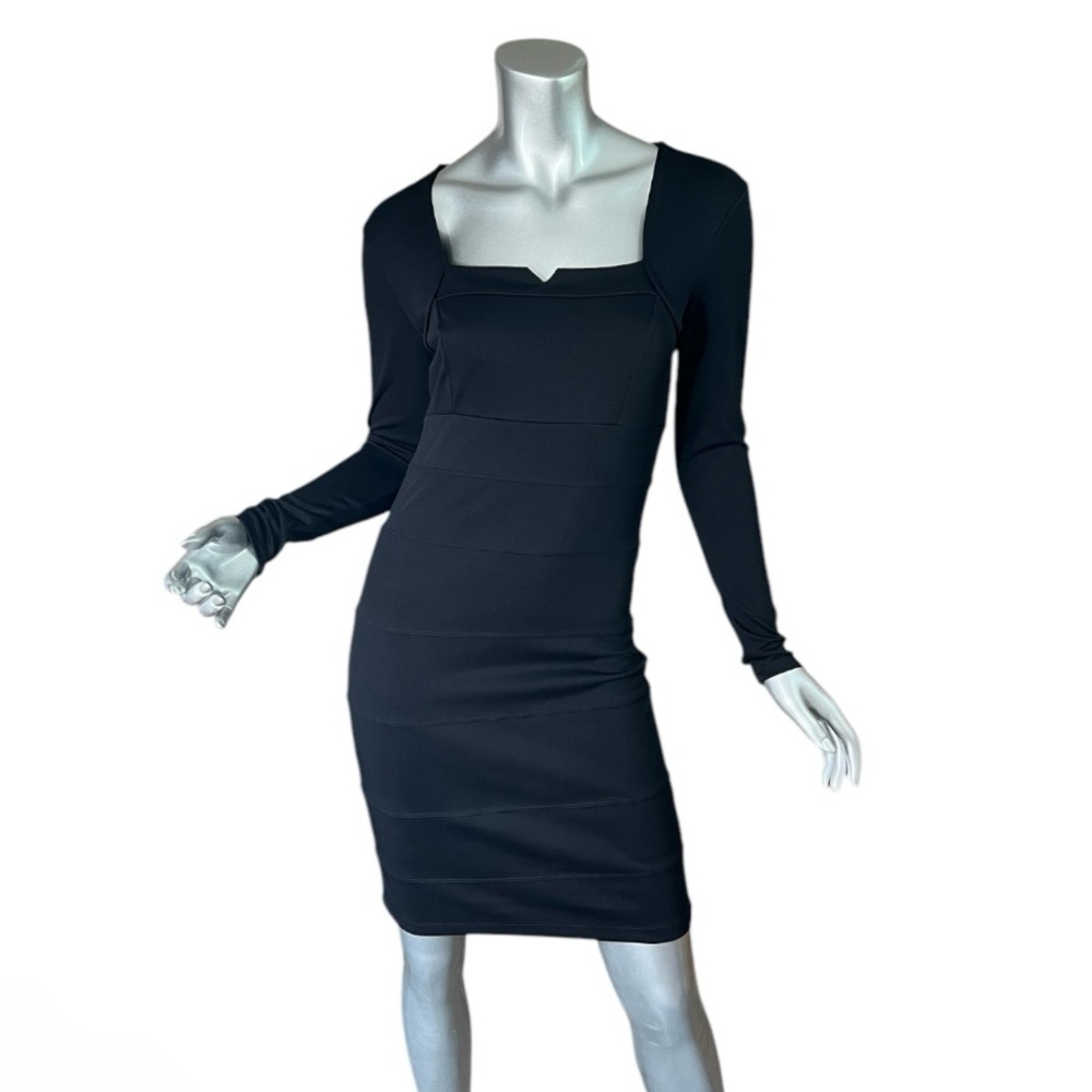 Shapesational Ultimate Shaping Black Dress Long Sleeves Square Neck Size Small